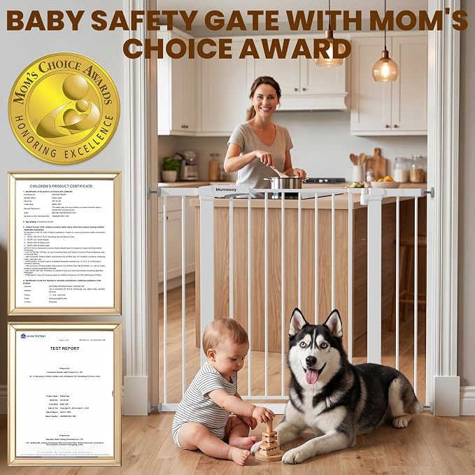 Mumeasy 36" Tall Baby Gate, Walk Through Dog Gate for Stairs & Doorways | Extra tall design, secure pet barrier, one hand operation, easy access, for dogs cats babies toddlers