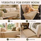 Smiry Velvet Couch Cover for Dogs, Non Slip Soft Sofa Protector for Pets | Washable Sofa Cover for Cats, Cozy Furniture Protector Against Pet Hair, Scratches, Fits Sectional Sofa(Khaki, 36"x63")