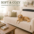 Smiry Velvet Couch Cover for Dogs, Non Slip Soft Sofa Protector for Pets | Washable Sofa Cover for Cats, Cozy Furniture Protector Against Pet Hair, Scratches, Fits Sectional Sofa(Apricot, 36"x94.5")