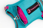 2-in-1 Dog Harness with Built-in Raincoat, Waterproof Packable Dog Rain Jacket, Reflective Adjustable Dog Rain Coat with Leash Portal, Aqua Blue Harness/Rose Red Raincoat, Small