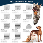 Pet Dog Grooming Detachable Ceramic Blades Kit | Compatible with Andis, Oster A5, Wahl KM10 Clippers, Cut Length 1/8" (3.2mm) to 3/8" (9.5mm), 7FC+5FC+4FC