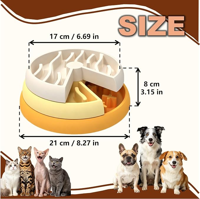 Raelynn Slow Feeder Dog Bowls, 3 Tiered Rotating Puzzle Bowl for Dogs | Interactive Puzzle Toy for Small/Medium Dogs and Cats, Thickened PP Material, Non-Slip Base Maze Feeder, Easy to Clean