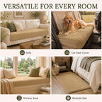 Smiry Velvet Couch Cover for Dogs, Non Slip Soft Sofa Protector for Pets | Washable Sofa Cover for Cats, Cozy Furniture Protector Against Pet Hair, Scratches, Fits Sectional Sofa(Camel, 36"x71")