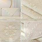 Cotton Quilted Dog Couch Cover for Sofa Farmhouse Rustic Embroidery Sectional Couch Cover Soft Anti-Slip Sofa Slipcover Furniture Protector for Kids, Pets (Ivory,43"x43")