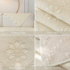 Cotton Quilted Dog Couch Cover for Sofa Farmhouse Rustic Embroidery Sectional Couch Cover Soft Anti-Slip Sofa Slipcover Furniture Protector for Kids, Pets (Ivory,43"x94")