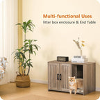 Dwanton Litter Box Enclosure, Wooden Cat Washroom Indoor, 27.6", 107GG