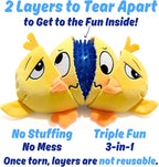 Ducky 3 in 1 Plush Duck Dog Chew Toy with Squeaky Ball Inside for Aggressive Chewers, Super Interactive, No Stuffing, Strong Tough Heavy Durable, Birthday Gift Box for Small & Large Breeds