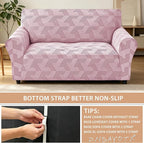 ZNSAYOTX Stretch Couch Covers for 2 Cushion Couch, 1-Piece Loveseat Covers Sofa Slipcover, Furniture Protector with Elastic Bottom for Dogs Geometrical Jacquard Fabric (Medium, Dusty Pink)