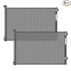 (2 Pack) Retractable Baby Gate for Stairs and Doorways, 55" Wide x 33" Tall Mesh Dog Gate for Indoor & Outdoor Use, Safety Gate for Babies and Pets, Child Gates for Hallways, Hardware Mounted, Gray