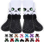 EXPAWLORER Anti Slip Dog Socks to Prevent Licking Paws for Cold Winter, Double Sides Dog Shoes Boots & Paw Protectors Booties for Hardwood Floors with Grip Small Medium Large Senior Dogs Halloween L