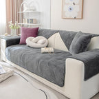 Soft Plush Geometric Quilted Couch Sofa Cover Boho Non Slip Fuzzy Sectional Couch Cover Solid Color Washable Sofa Slipcover Furniture Protector for Kids Dogs Cats (Dark Grey,36"x82")
