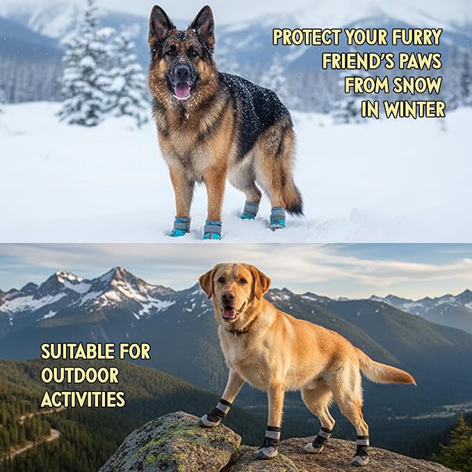 Dog Boots – Breathable Paw Protectors, Anti-Slip Sole (4 Pack, Size 1, Army Grey), for Small Dogs | Hiking, Hot Pavement & Winter Snow | Adjustable Straps with Reflective Safety Design