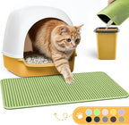 Powools Cat Litter Mat, 23.2 x 14.6 in, Waterproof, Non-Slip, Bright Green | Litter Trapping Mat, Easy to Clean, Litter Box Mat, Urine-Proof, Cat Toilet Training Systems Accessories, Indoor Cats