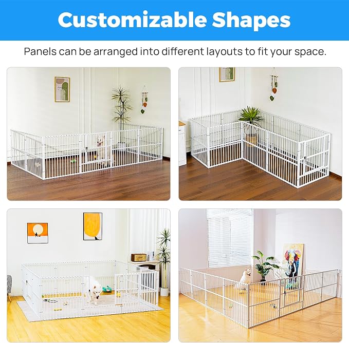 Dog Playpen 32" Height – Heavy Duty, Foldable | 25mm Steel Tubes, 40.8 lbs sturdy frame, rubber non-slip feet, indoor outdoor, Small Medium Dogs