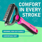 Maxpower Planet Hair Brush - Double Sided Shedding, Dematting Undercoat Rake for Dogs, Cats - Extra Wide Dog Grooming Brush, Pink | Pink, Deshedding & Dematting, Extra-Wide Double-Sided Comb, Long-Haired Coats, Reduces Shedding, Original Design