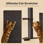 FUKUMARU Cat Wall Shelves, 4 in 1 Set, Black | Stable Wooden Wall-Mounted Furniture Set, Climbing Tree with Hammock, Bed, Perch and Scratching Mat