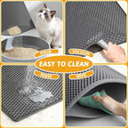 Pieviev Double Layer Cat Litter Mat Traps Scattered Litter 24''x15'' 2 Pack | Waterproof Urine Resistant Layer Litter Box Mat, Easy Collection, Soft on Kitty Paws, Gray Color for Indoor Cats