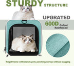 GAPZER Cat Carrier 18"x11"x11" TSA Approved Ventilated Pet Air Travel Cage | Top Open Small Animal Basic Crate, Shih Tzu Dog Softsided Durable Kennel, 4-Mesh-Side Kitty Carry on Case up to 20 lbs Teal