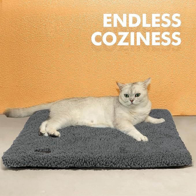 Self Warming Cat Bed Self Heating Cat Dog Mat Pad 29 x 18.9 in Extra Warm | Non Electric, Self Heated Cat Bed for Indoor Outdoor Pets, Removable Washable Cover, Non-Slip Bottom, Noiseless, Dark Grey
