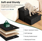Love's cabin Dog Stairs for High Bed, Foldable Pet Stairs for Small Medium or Large Dogs Puppy with Storage for Bed or Couch, Cat Dog Steps Ramp with Zip up to 200 lbs, Black, 2 Steps