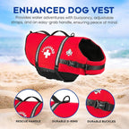 Dog Life Jacket — Premium Swim Vest with SafeChin Anti-Choke Collar | PAWS Aboard Red | RapidLift Rescue Handle, D-Ring, Reflective Trim | Boating, Kayaking, Pool | X-Large (80–110 lbs)