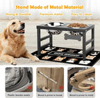 ADENGL 10" Elevated Dog Bowls – Metal Raised Dog Bowl Stand with 2 x 1700ml Stainless Steel Bowls, 1 Slow Feeder & Non-Slip Mat for Dogs