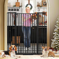 SHYUJAJIE 55 Inch Extra Tall Pet Gate for Cats | 29.92"-48" Adjustable Wide Dog Gates,Pressure Mounted Walk Through Tall Pets Gate for Doorways,Hallway,Stairs,Black