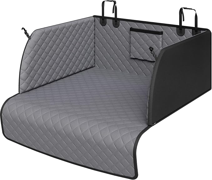 PETICON SUV Cargo Liner for Dogs, Pet Trunk Cover with Cushioned Sides | Full Coverage Non-Slip Cargo Cover with Bumper Flap Protector, Waterproof 600D Oxford, 28D High-resilience Foam, Safer Rides