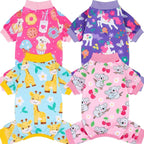 XPUDAC 4 Pieces Dog Pajamas for Small Medium Sized Dogs Stretchable Dog Pjs Soft Puppy Clothes Boy Girl Cats Pet Outfits, L