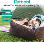 Petbobi Dog Tie Out Cable and Stake, 20ft Heavy Duty Dog Leads for Yard | 4in Shock Spring, 16in Spiral Ground Anchor, 360° No-Tangle Swivel, Chew-Proof Rustproof Wire, Up to 120 lbs, Outdoor Camping