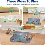 PAWSPIK Tumbling 3-in-1 Interactive Hide & Seek Cat Toy | Rechargeable Automatic Feather Chasing & Tumbling Peek-A-Boo Exercise Toy for Bored Indoor Cats & Kittens
