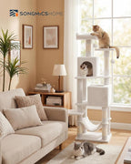 SONGMICS HOME Cat Tree for Indoor Cats, Multi-Level Cat Tower with Sisal Scratching Posts, Hammock and Condo, White