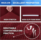 MAXIJIN Super Stretch Couch Cover for 3 Cushion Couch, 1-Piece Universal Sofa Covers Living Room Jacquard Spandex Furniture Protector Dogs Pet Friendly Fitted (Extra Large, Wine Red)