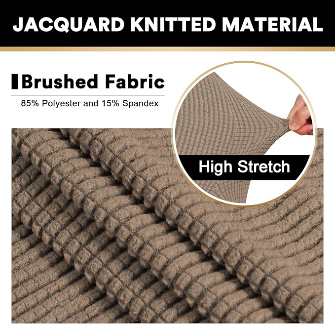 Stretch Sofa Cover Slipcover 1-Piece, Spandex Jacquard Fabric Universal Couch Cover for 3 Cushion, Washable Non Slip Sofa Cover, Pet Friendly (XL Sofa 89"-105",Macchiato)