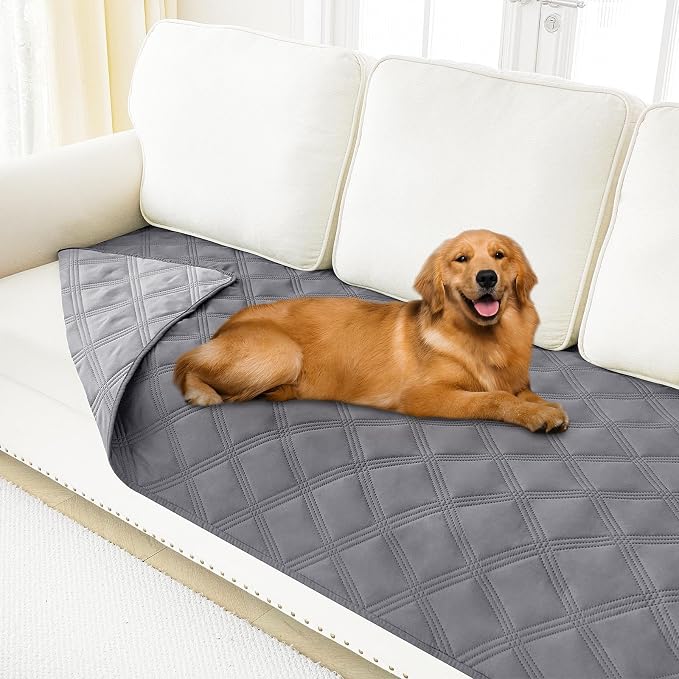 Smiry Waterproof Dog Bed Cover, Reversible Pet Blanket for Sofa Couch | Soft Washable Dog Blanket, Leakproof Couch Cover for Dogs Cats & Furniture Protection, 30x70, Grey/Light Grey
