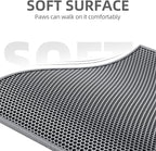 ESTHELLO Cat Litter Mat Honeycomb Double Layer Design 30’’ x 24’’ Gray