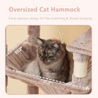 Heybly 64.2" Heavy-Duty Cat Tree for Large Cats with Wide Base HCT027MU | Indoor Cat Tower with Scratching Posts & Board, Cat Furniture with Big Platforms, Extra-Large Hammock, Rosy Brown