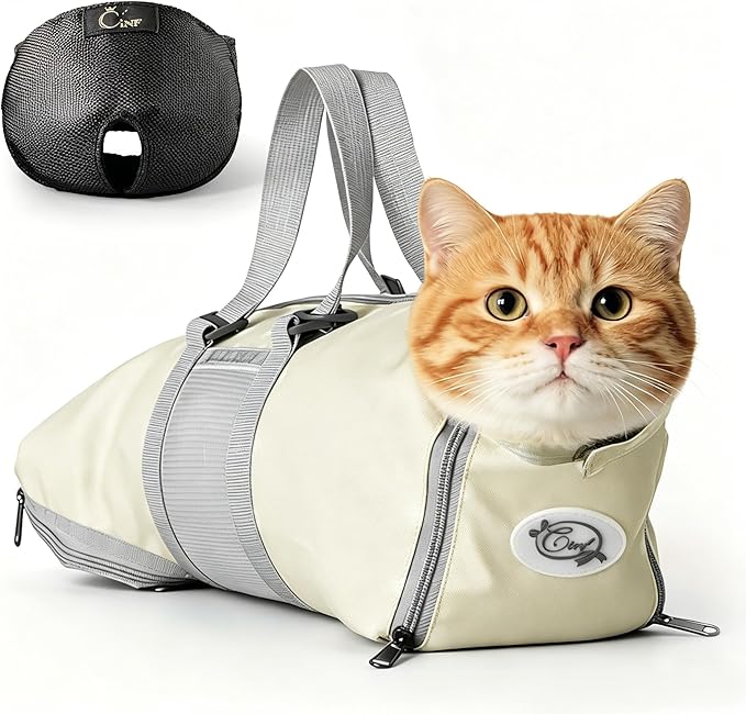 Cinf Cat Restraint Grooming Bag, Anti-Scratch Tool for Nail Trimming | Safe grooming restraint bag controls cat movement for bathing, nail trimming, injections and veterinary examinations
