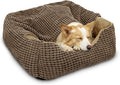 GASUR Dog Beds for Large Medium Small Dogs, Rectangle Cave Hooded Blanket Puppy Bed, Luxury Anti-Anxiety Orthopedic Cat Beds for Indoor Cats, Warmth and Machine Washable(35 inches, Brown)