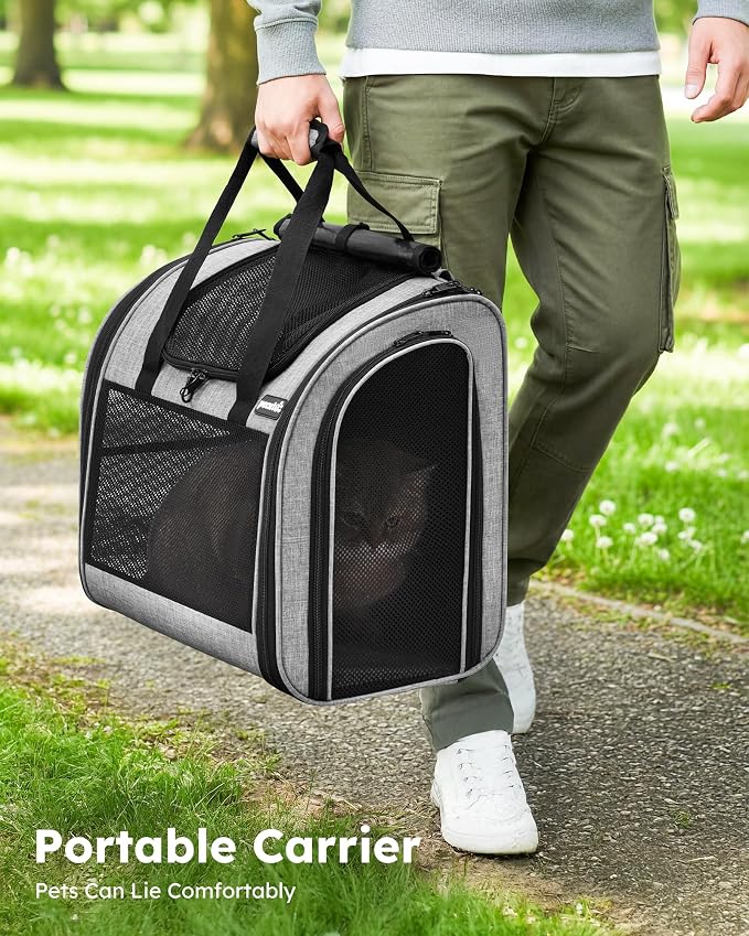Pecute Cat Backpack with Widened Interior Space, Upgraded Dog Backpack Carrier with Various Ways to Carry, Pet Backpack with Breathable Mesh, Pet Travel Carrier with Soft Padded, Reinforced Support | Breathable Mesh, Reinforced Support, Various Carry W...