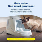 PetSafe Drinkwell Platinum Cat Fountain, Includes 3 Carbon Filters | 168 Oz Capacity, Falling Stream Encourages Drinking, Adjustable Flow, Top-Shelf Dishwasher Safe, 3 Filters Included