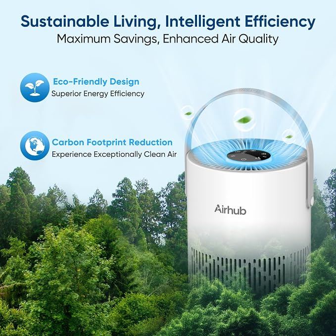 Air Purifiers for Bedroom Home Covers Up to 880 Ft² 1Hr 20dB Sleep Mode | True HEPA Quiet 3-in-1 Air Purifiers Filter, Air Cleaner 360° Intake Remove Dust, Smoke, Pet Dander & Odors, White