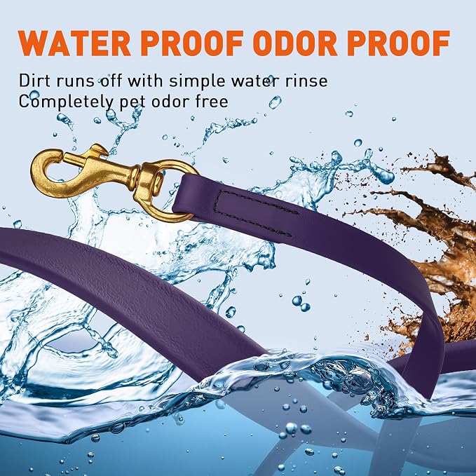 Viper Biothane K9 Working Dog Leash Waterproof Lead for Tracking Training Schutzhund Odor-Proof Long Line with Solid Brass Snap for Puppy Medium and Large Dogs, 15ft Violet Purple