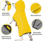 Mile High Life Dog Raincoat, Adjustable Waterproof Pet Rain Jacket, Reflective Hooded Poncho for Small Medium Large Dogs, Lightweight Breathable Pet Rain Coat (Yellow,L Chest 26"-33")