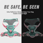 BARKBAY No Pull Dog Harness Front Clip Heavy Duty Reflective Easy Control Handle for Large Dog Walking(Cool Mint & Baby Pink,S)