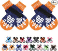 PUPTECK Anti-Slip Dog Socks with Double Sides Grips for Small Medium Large Dogs Hardwood Floors Prevents Licking, Dog Shoes for Hot Pavement Traction Control for Senior Dogs, Dark Blue, XL