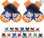 PUPTECK Anti-Slip Dog Socks with Double Sides Grips for Small Medium Large Dogs Hardwood Floors Prevents Licking, Dog Shoes for Hot Pavement Traction Control for Senior Dogs, Dark Blue, XL