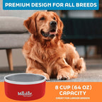Master Pet Supply Stainless Steel Dog Bowls - 64 oz, Heavy Duty - Crimson Flame, Double Wall Extra-Thick Insulated, Non-Slip Pet Water Bowl for Dogs, Cats & Pets, Anti Rust Metal, Dish Washer Safe