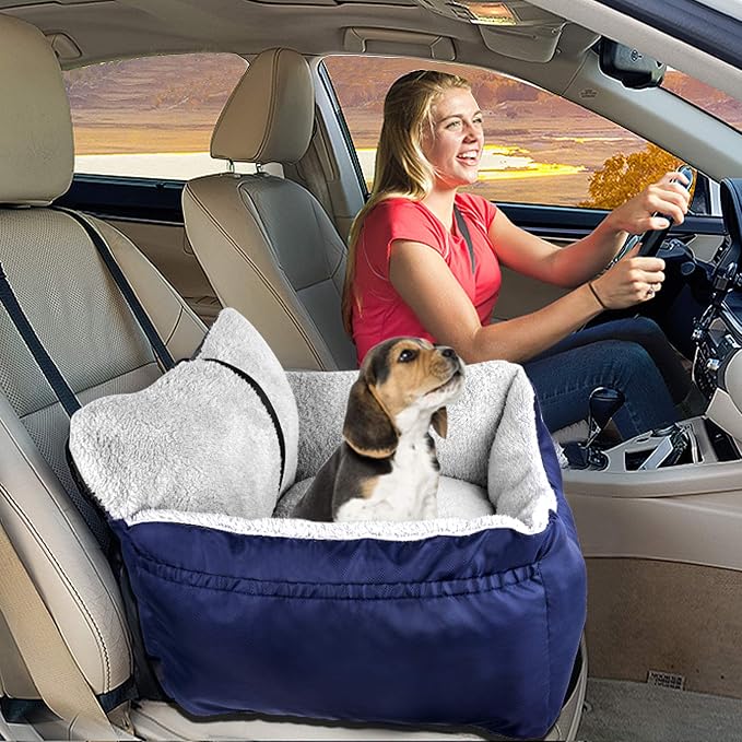 BurgeonNest Dog Car Seat for Small Dogs & Cats Under 25 lbs, Blue