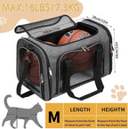 Soft-Sided Cat/Dog/Pet Carrier, Collapsible Pets Travel Carriers for Big Cats/Small Dogs with Shoulder Strap & Removable Mat, Mesh Puppy Carry Bag, Up to 16 Lbs, TSA Airline Approved(Dark Grey)
